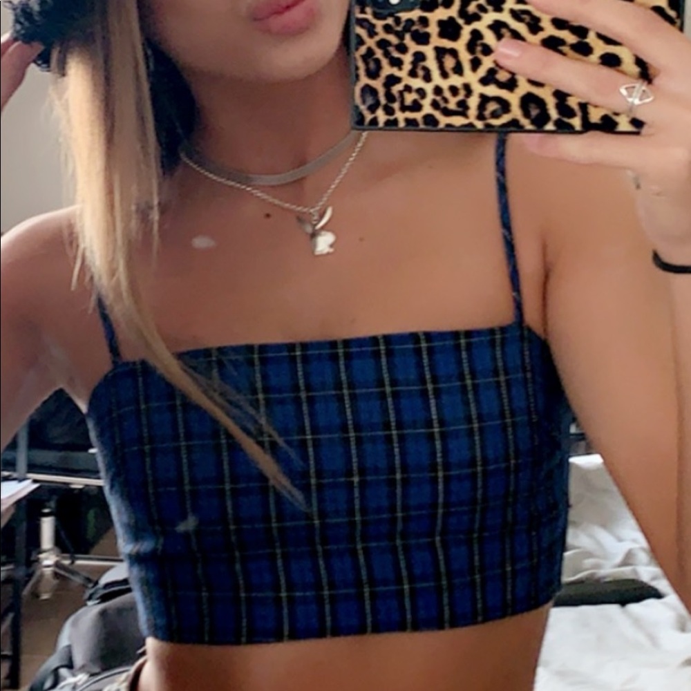 Tiger mist plaid crop top